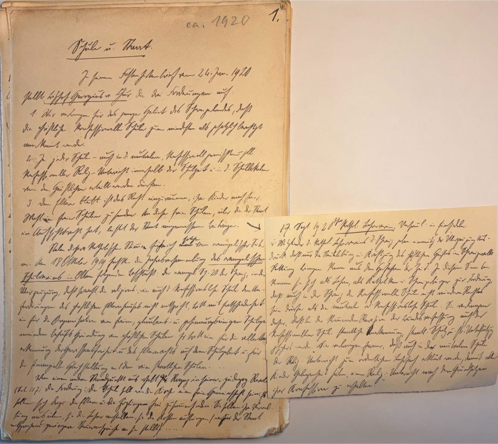 Beispiel eines nicht bearbeiteten handgeschriebenen Textes, ca. 1920