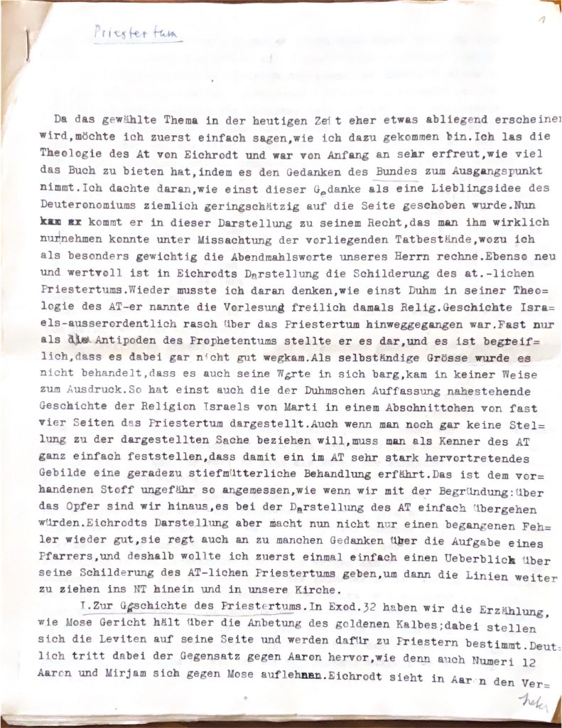 Erste Seite des Texts "Priestertum"